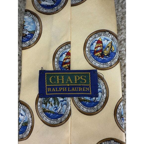 Vintage CHAPS Ralph Lauren Sailing Boat Yacht Print Neck Tie Men's One Size - Picture 2 of 6